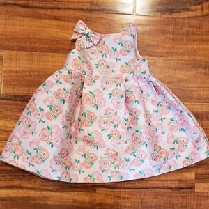 Janie and Jack EUC 12-18 months pink floral jacquard dress